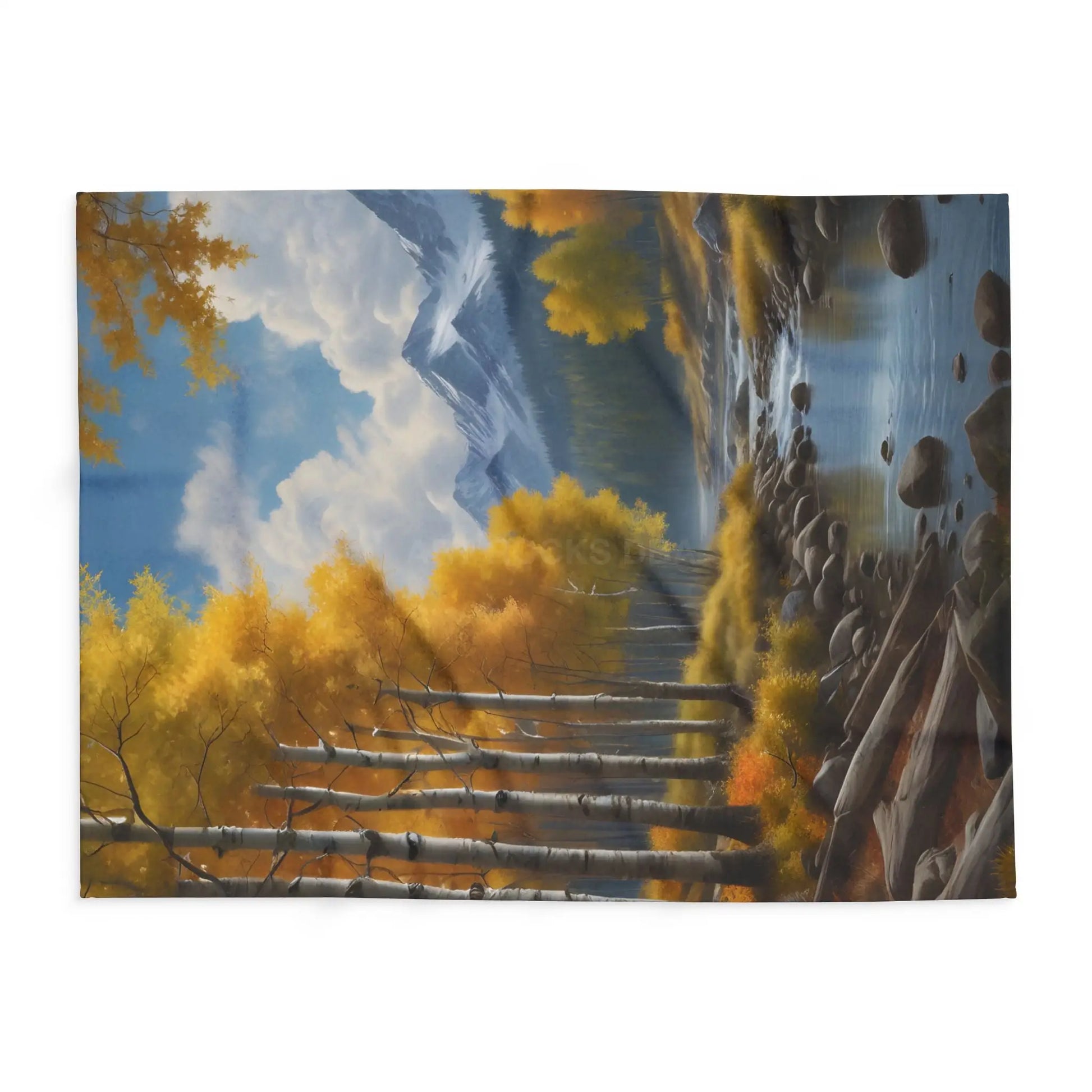 Golden Aspen Arctic Fleece Blanket Cozy Throw for Home Decor Perfect for Campers or Gift Autumn Landscape Snuggle Up