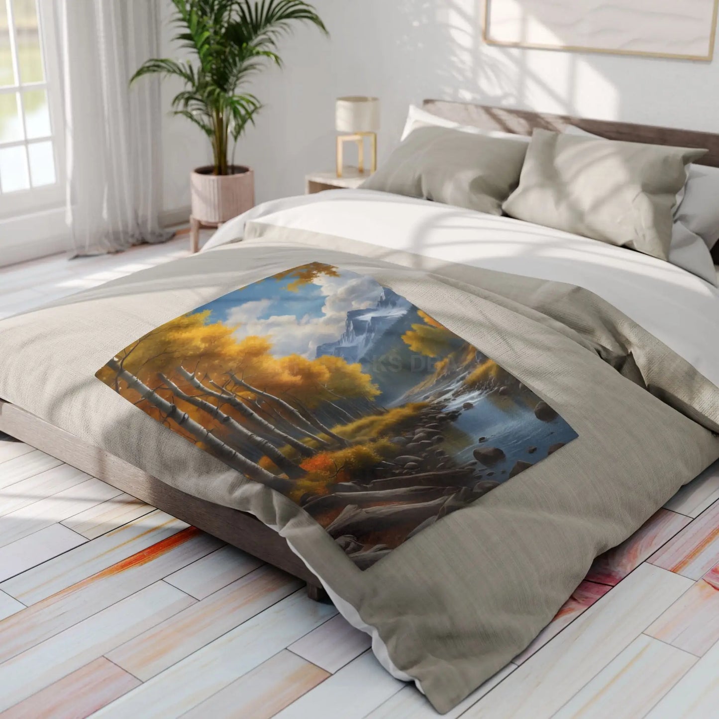 Golden Aspen Arctic Fleece Blanket Cozy Throw for Home Decor Perfect for Campers or Gift Autumn Landscape Snuggle Up