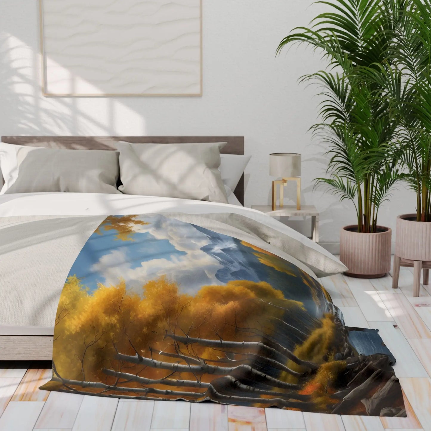 Golden Aspen Arctic Fleece Blanket Cozy Throw for Home Decor Perfect for Campers or Gift Autumn Landscape Snuggle Up