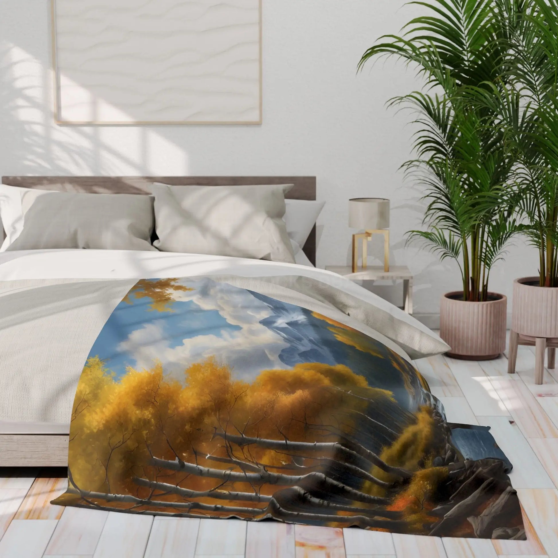 Golden Aspen Arctic Fleece Blanket Cozy Throw for Home Decor Perfect for Campers or Gift Autumn Landscape Snuggle Up