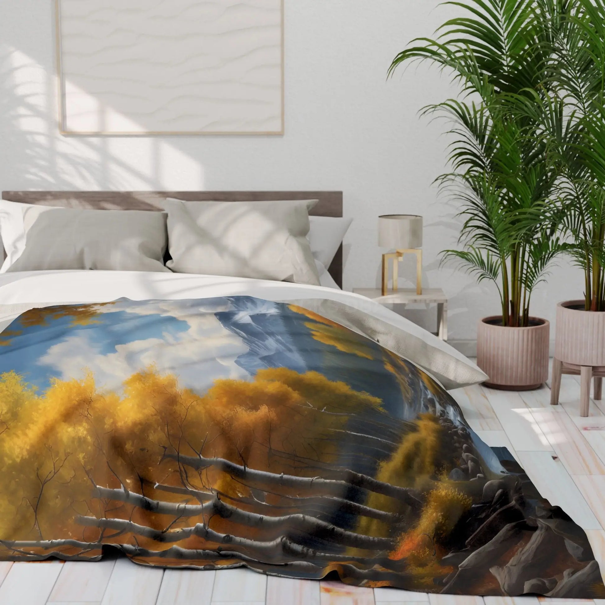 Golden Aspen Arctic Fleece Blanket Cozy Throw for Home Decor Perfect for Campers or Gift Autumn Landscape Snuggle Up