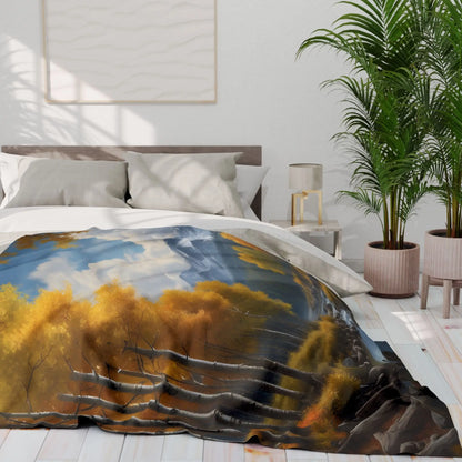 Golden Aspen Arctic Fleece Blanket Cozy Throw for Home Decor Perfect for Campers or Gift Autumn Landscape Snuggle Up