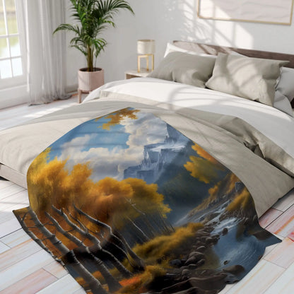 Golden Aspen Arctic Fleece Blanket Cozy Throw for Home Decor Perfect for Campers or Gift Autumn Landscape Snuggle Up