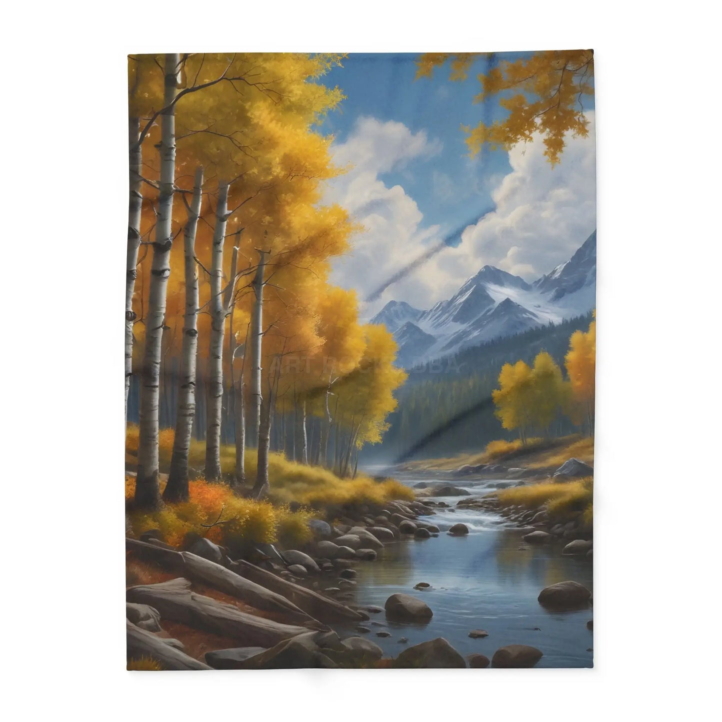 Golden Aspen Arctic Fleece Blanket Cozy Throw for Home Decor Perfect for Campers or Gift Autumn Landscape Snuggle Up
