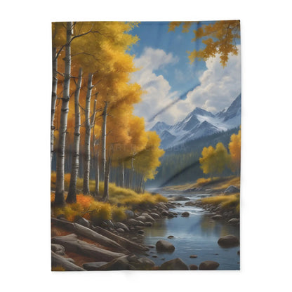 Golden Aspen Arctic Fleece Blanket Cozy Throw for Home Decor Perfect for Campers or Gift Autumn Landscape Snuggle Up