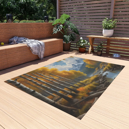 Golden Aspen Autumn Landscape Outdoor Rug Nature-Themed Area Rug Patio Decor Fall Home Decor Camping Accessory - 60’’ ×
