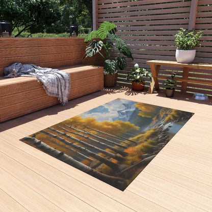 Golden Aspen Autumn Landscape Outdoor Rug Nature-Themed Area Rug Patio Decor Fall Home Decor Camping Accessory - Home