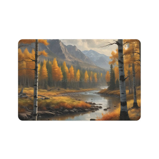 Golden Aspen Mountain River Pet Food Mat (12x18) - 12’’ × 18’’ / Rectangle - Pets