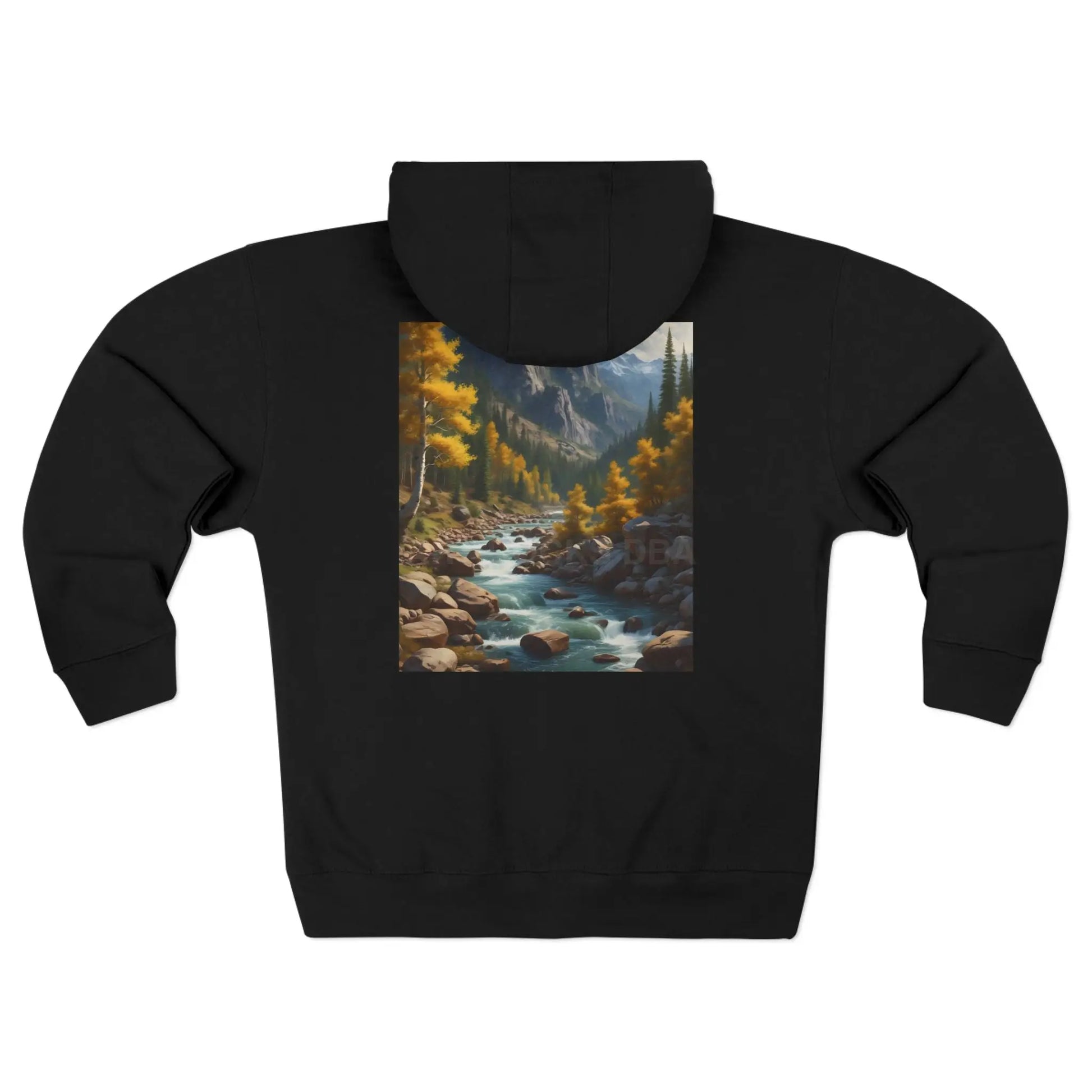 Golden Aspen River in the Mountains Zip-Up Sweatshirt - XS / Black - Hoodie