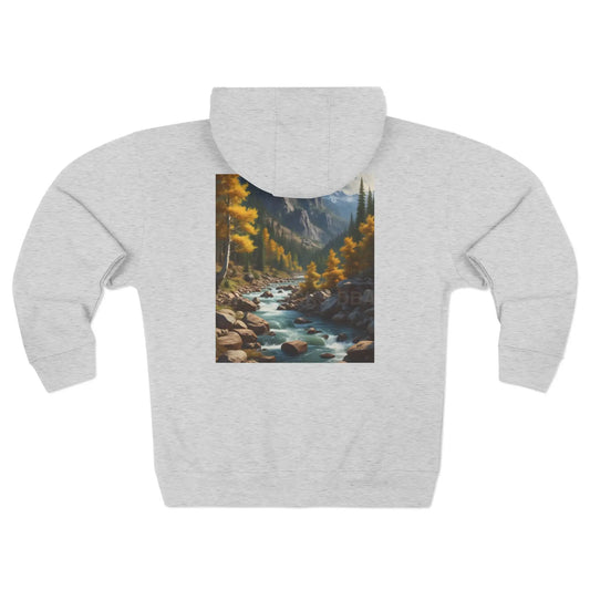 Golden Aspen River in the Mountains Zip-Up Sweatshirt - XS / Heather Grey - Hoodie