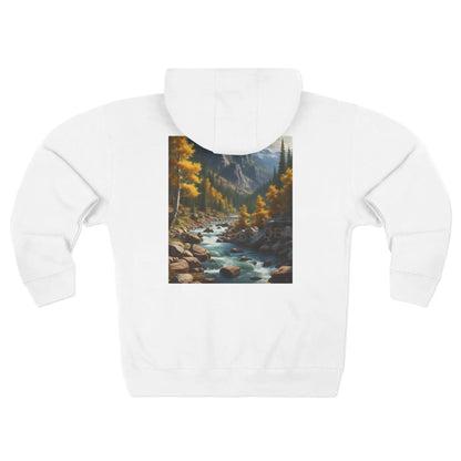 Golden Aspen River in the Mountains Zip-Up Sweatshirt - XS / White - Hoodie