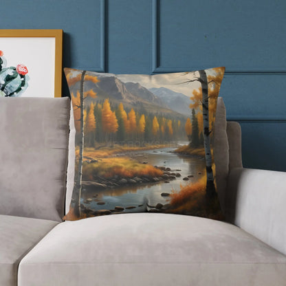 Golden Aspen Throw Pillow Cozy Home Decor Nature Lover Gift Fall Decor Square Cushion for Living Room - Home Decor