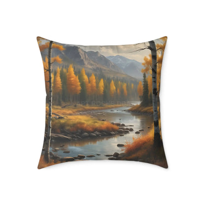 Golden Aspen Throw Pillow Cozy Home Decor Nature Lover Gift Fall Decor Square Cushion for Living Room - 24’’ × 24’’