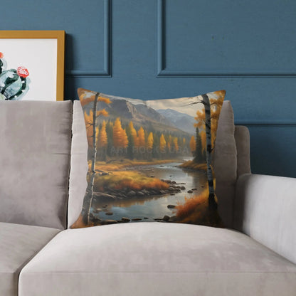 Golden Aspen Throw Pillow Cozy Home Decor Nature Lover Gift Fall Decor Square Cushion for Living Room - Home Decor