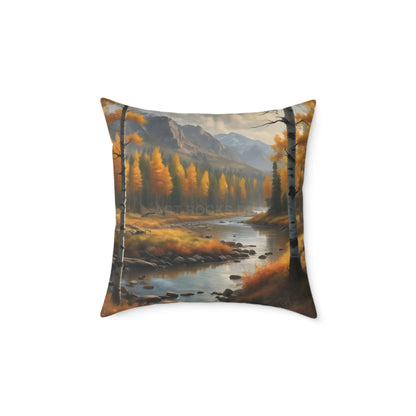 Golden Aspen Throw Pillow Cozy Home Decor Nature Lover Gift Fall Decor Square Cushion for Living Room - 20’’ × 20’’