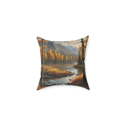 Golden Aspen Throw Pillow Cozy Home Decor Nature Lover Gift Fall Decor Square Cushion for Living Room - 16’’ × 16’’
