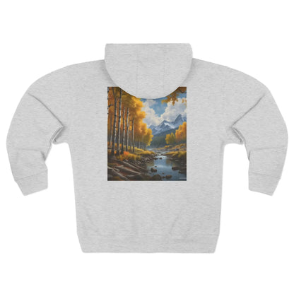 Golden Aspens Landscape Zip-Up Sweatshirt - XS / Heather Grey - Hoodie