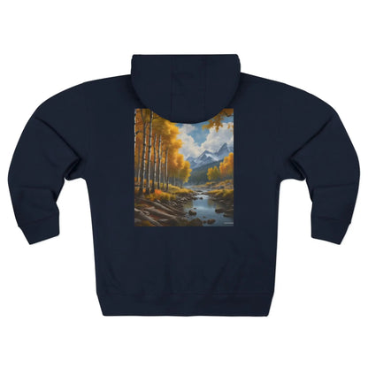 Golden Aspens Landscape Zip-Up Sweatshirt - XS / Navy - Hoodie
