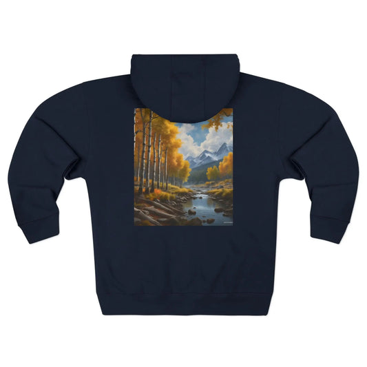 Golden Aspens Landscape Zip-Up Sweatshirt - XS / Navy - Hoodie