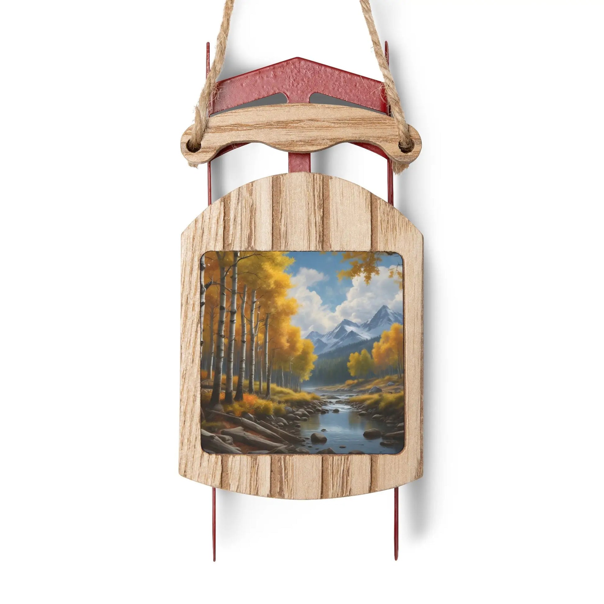 Golden Aspens Sled Ornament - 2.1’’ × 4.6’’ / 1 pc - Home Decor