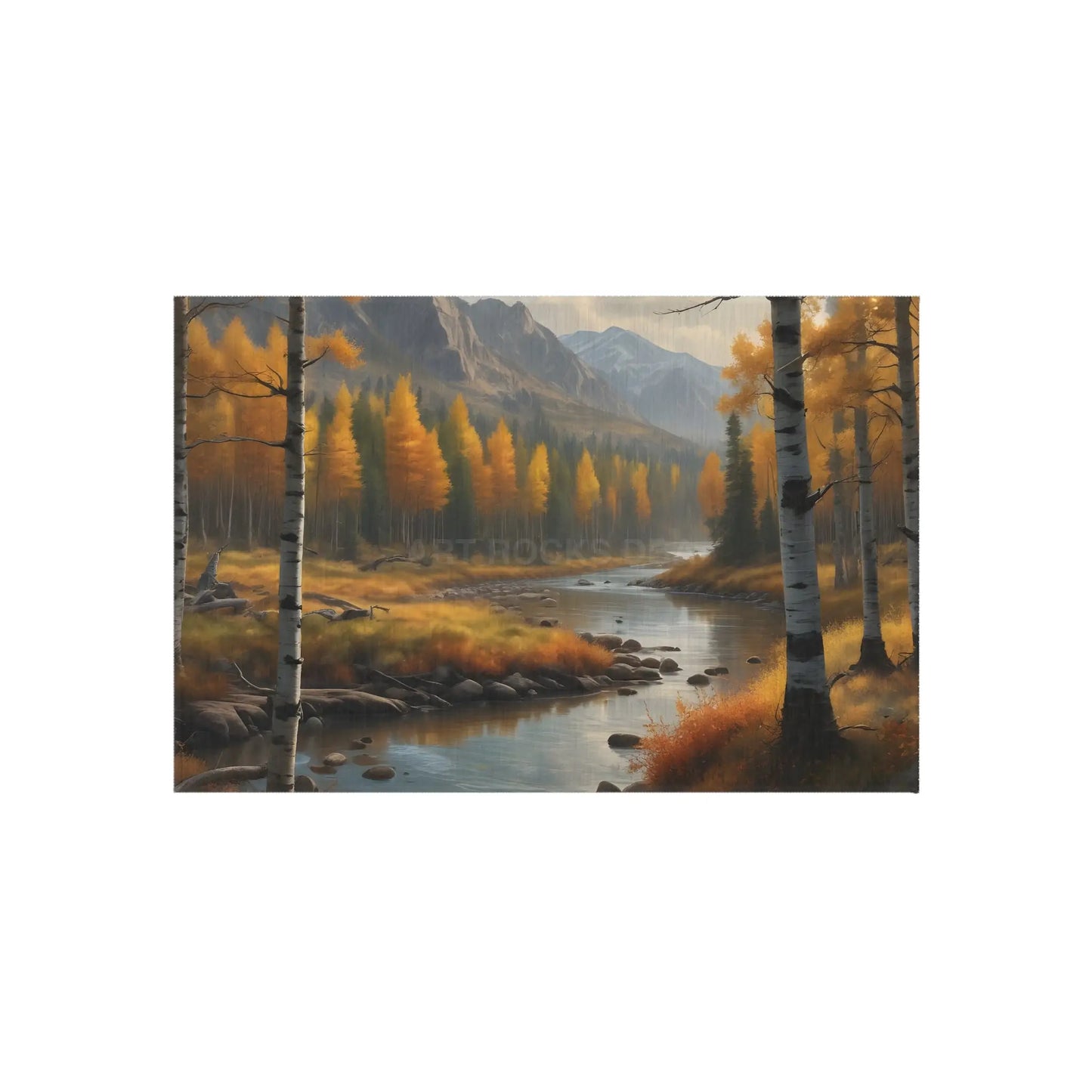 Golden Autumn Forest Outdoor Rug Cozy Patio Mat Fall Decor Camping Accessories Boho Rug Nature-Inspired Home Decor