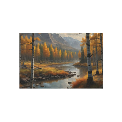 Golden Autumn Forest Outdoor Rug Cozy Patio Mat Fall Decor Camping Accessories Boho Rug Nature-Inspired Home Decor