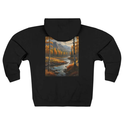 Golden Autumn Landscape Zip-Up Sweatshirt - XS / Black - Hoodie