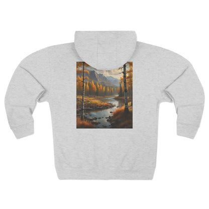 Golden Autumn Landscape Zip-Up Sweatshirt - XS / Heather Grey - Hoodie