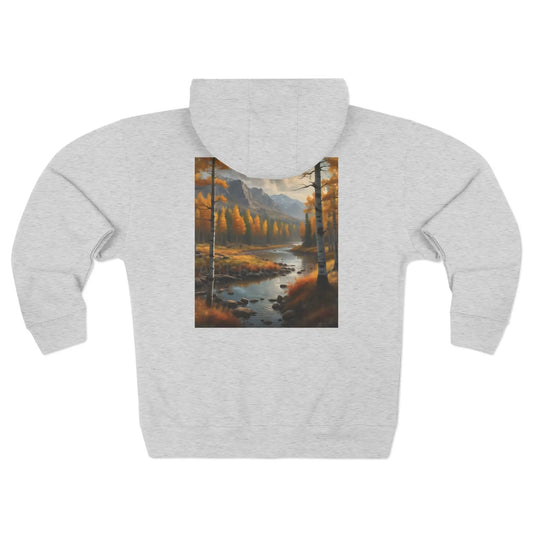 Golden Autumn Landscape Zip-Up Sweatshirt - XS / Heather Grey - Hoodie