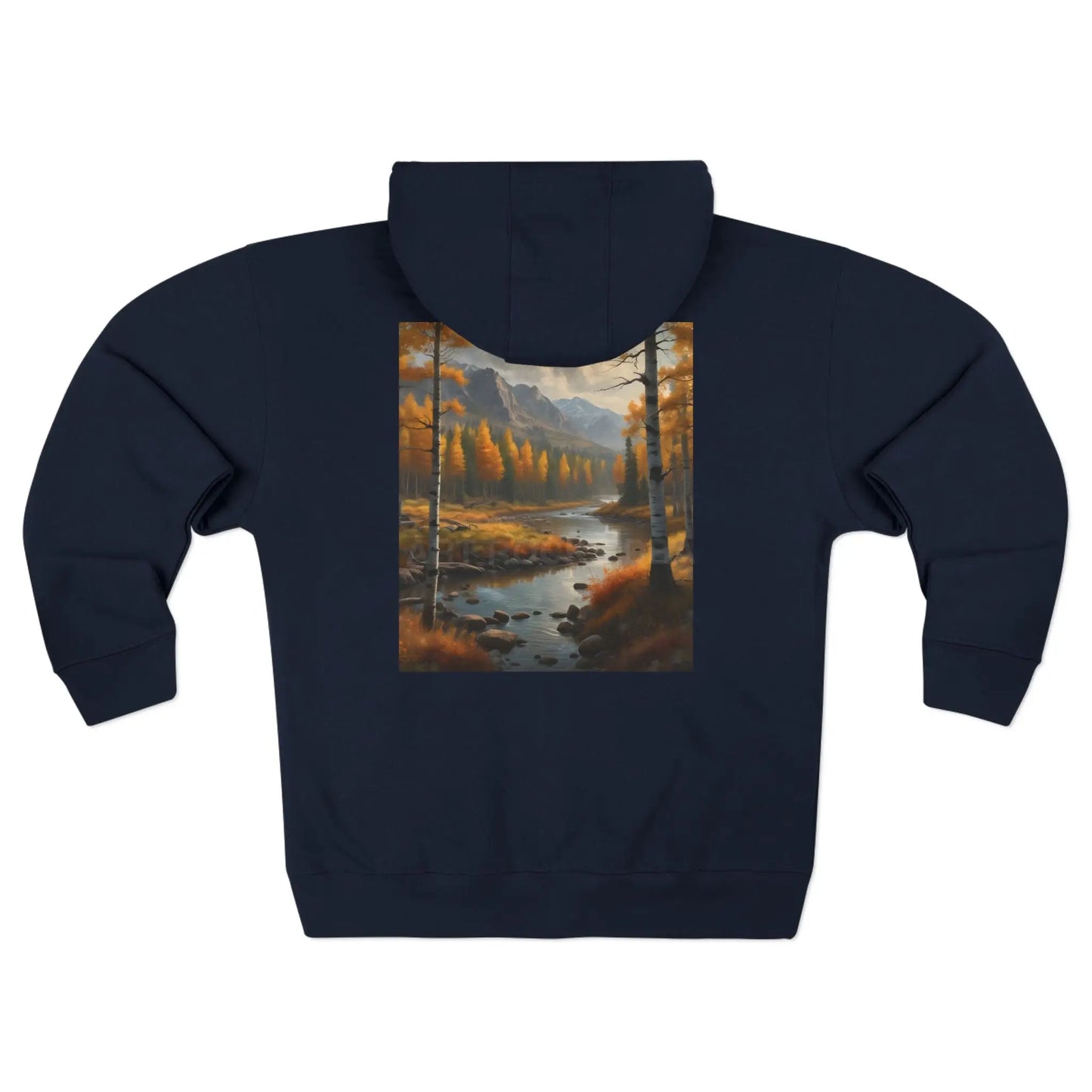 Golden Autumn Landscape Zip-Up Sweatshirt - XS / Navy - Hoodie