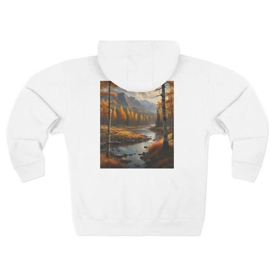 Golden Autumn Landscape Zip-Up Sweatshirt - XS / White - Hoodie