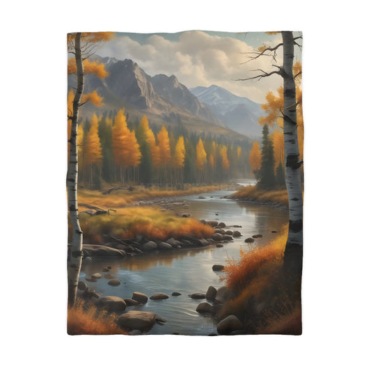 Golden Autumn Microfiber Duvet Cover Autumn Bedroom Decor Landscape Bedding Cozy Home Textile Fall Decor Gift