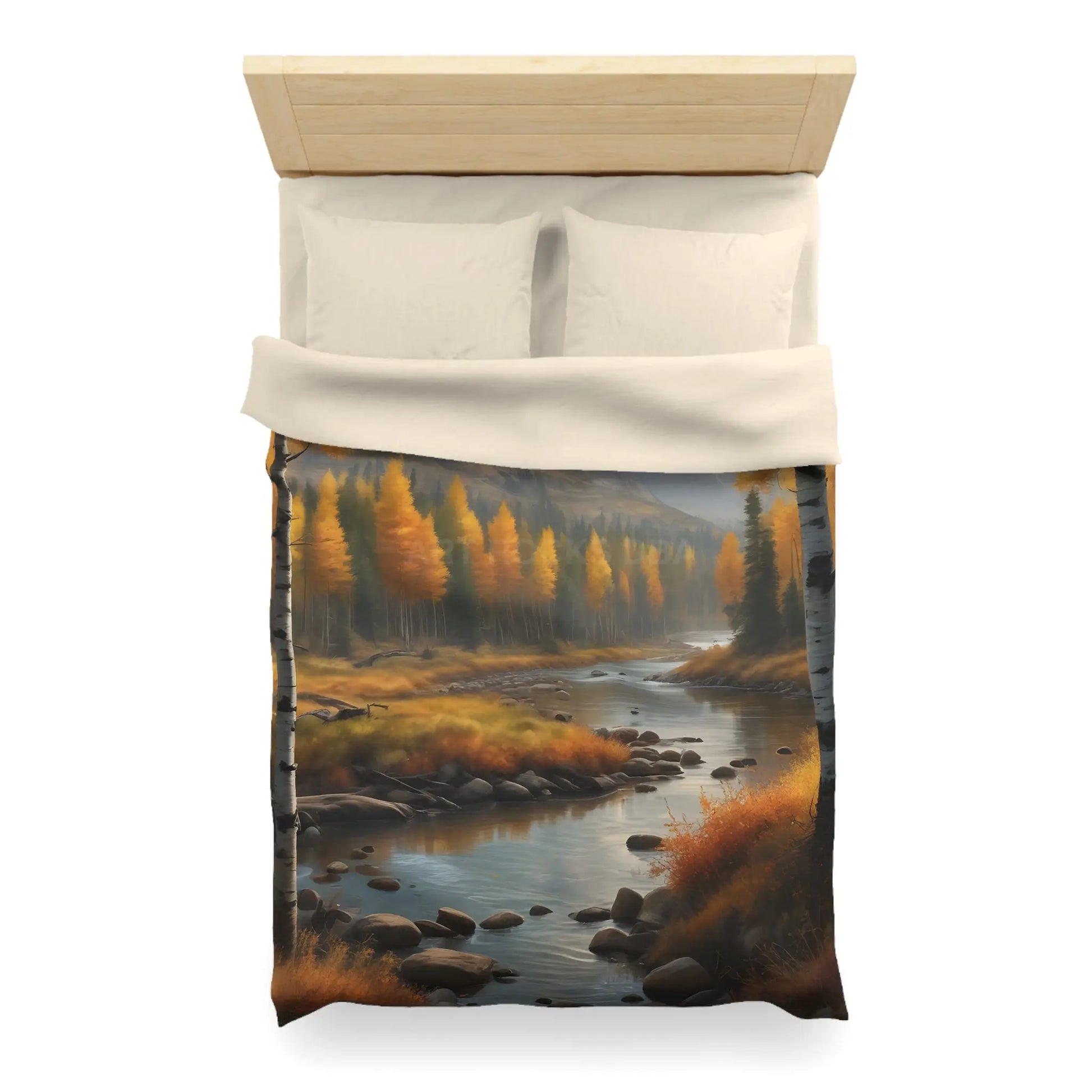 Golden Autumn Microfiber Duvet Cover Autumn Bedroom Decor Landscape Bedding Cozy Home Textile Fall Decor Gift