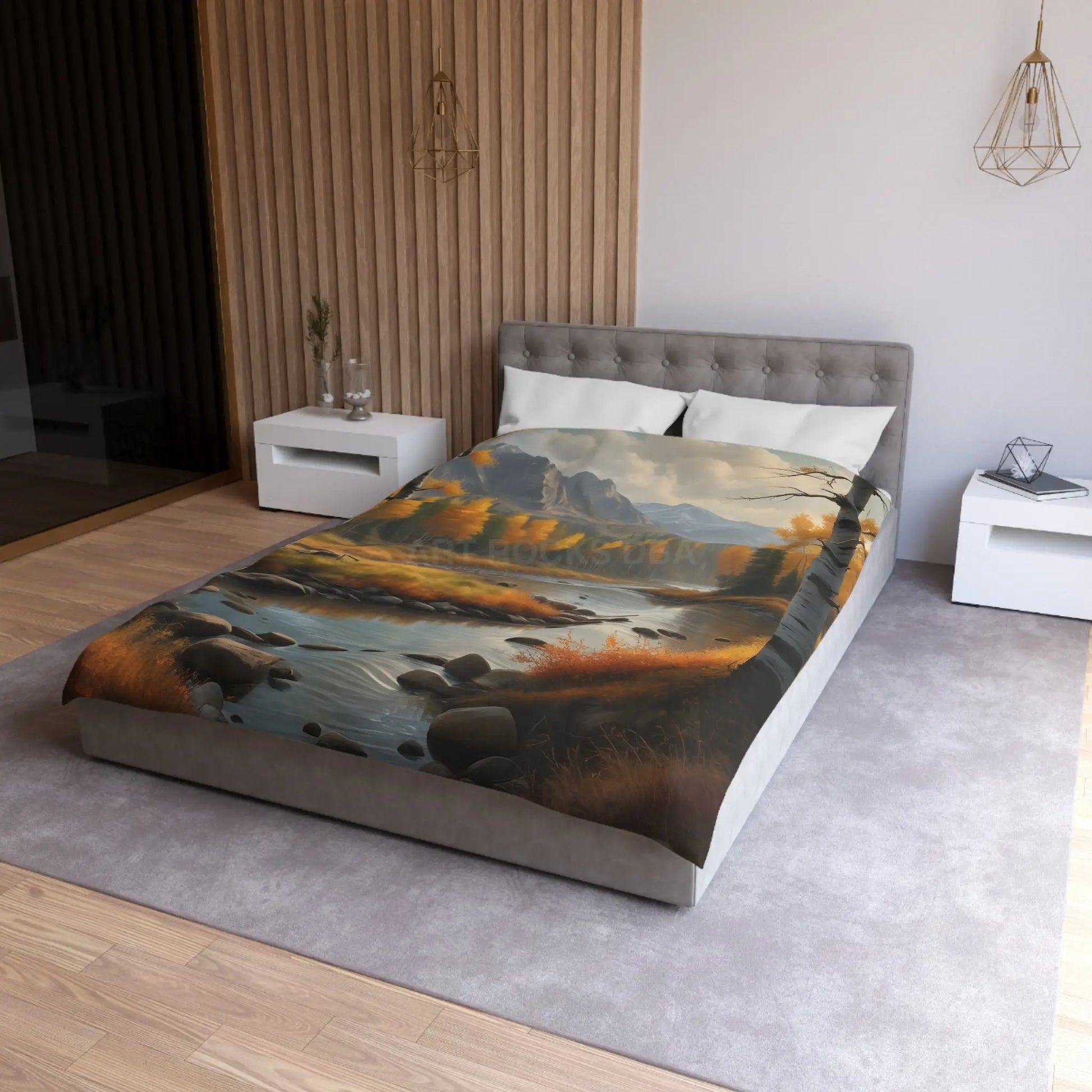 Golden Autumn Microfiber Duvet Cover Autumn Bedroom Decor Landscape Bedding Cozy Home Textile Fall Decor Gift