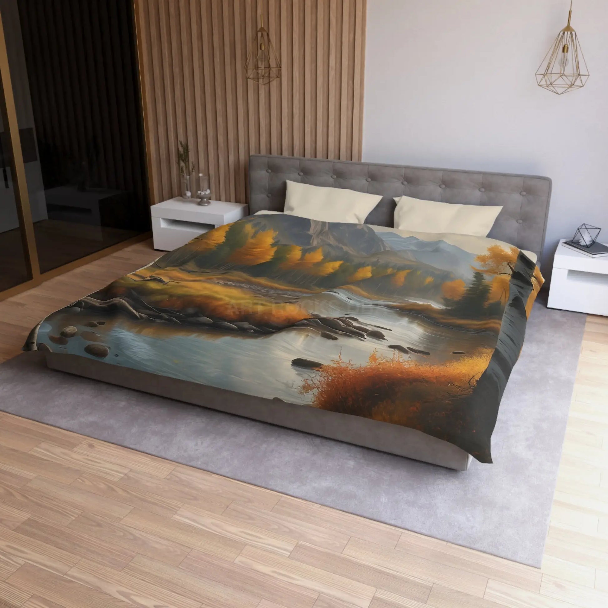 Golden Autumn Microfiber Duvet Cover Autumn Bedroom Decor Landscape Bedding Cozy Home Textile Fall Decor Gift