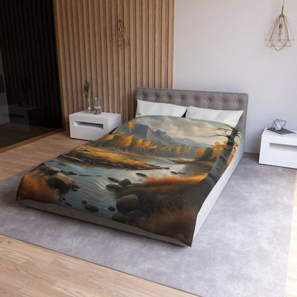 Golden Autumn Microfiber Duvet Cover Autumn Bedroom Decor Landscape Bedding Cozy Home Textile Fall Decor Gift