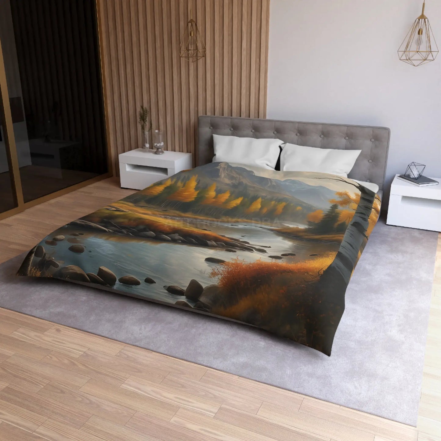 Golden Autumn Microfiber Duvet Cover Autumn Bedroom Decor Landscape Bedding Cozy Home Textile Fall Decor Gift