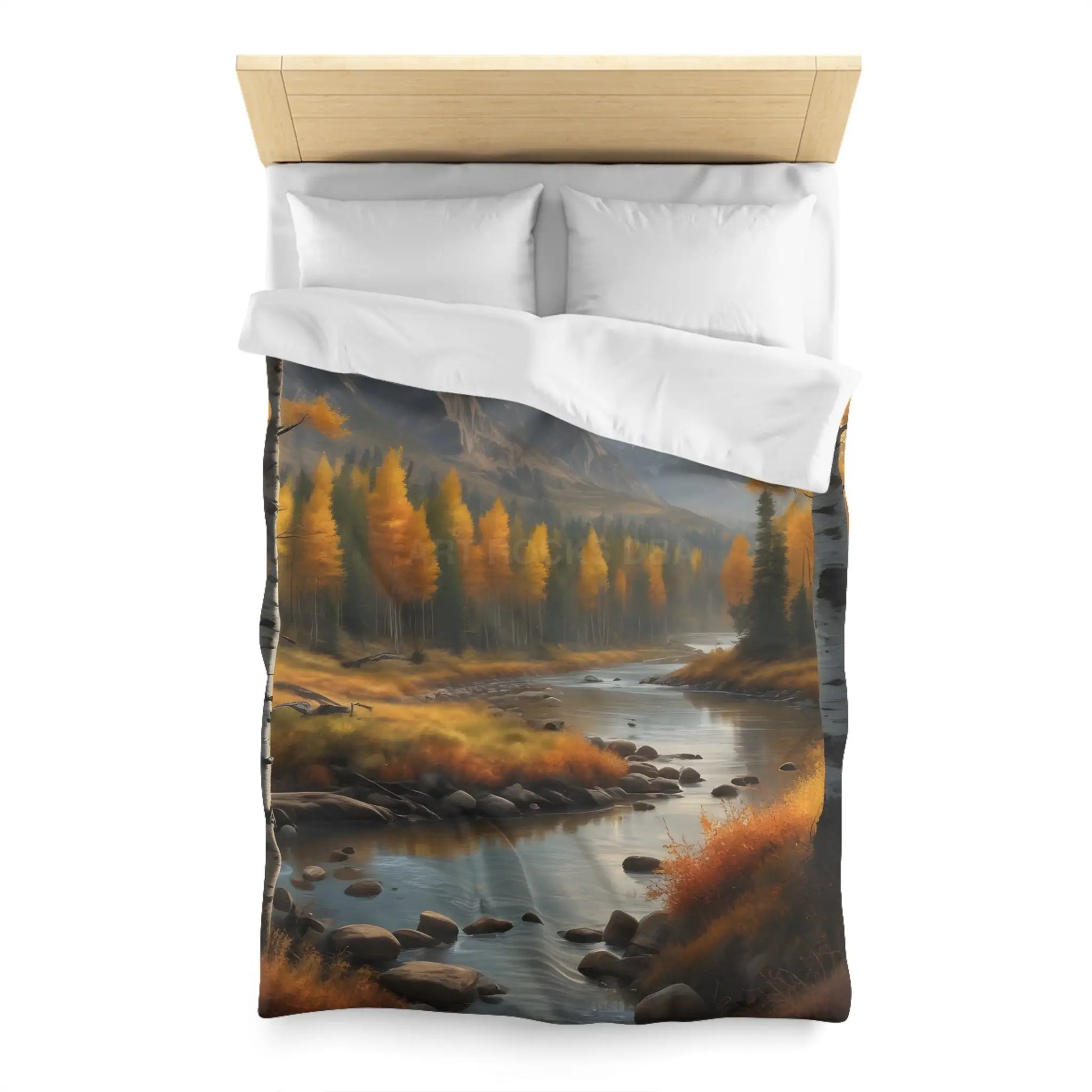 Golden Autumn Microfiber Duvet Cover Autumn Bedroom Decor Landscape Bedding Cozy Home Textile Fall Decor Gift