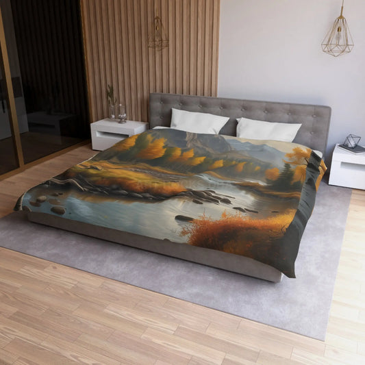 Golden Autumn Microfiber Duvet Cover Autumn Bedroom Decor Landscape Bedding Cozy Home Textile Fall Decor Gift