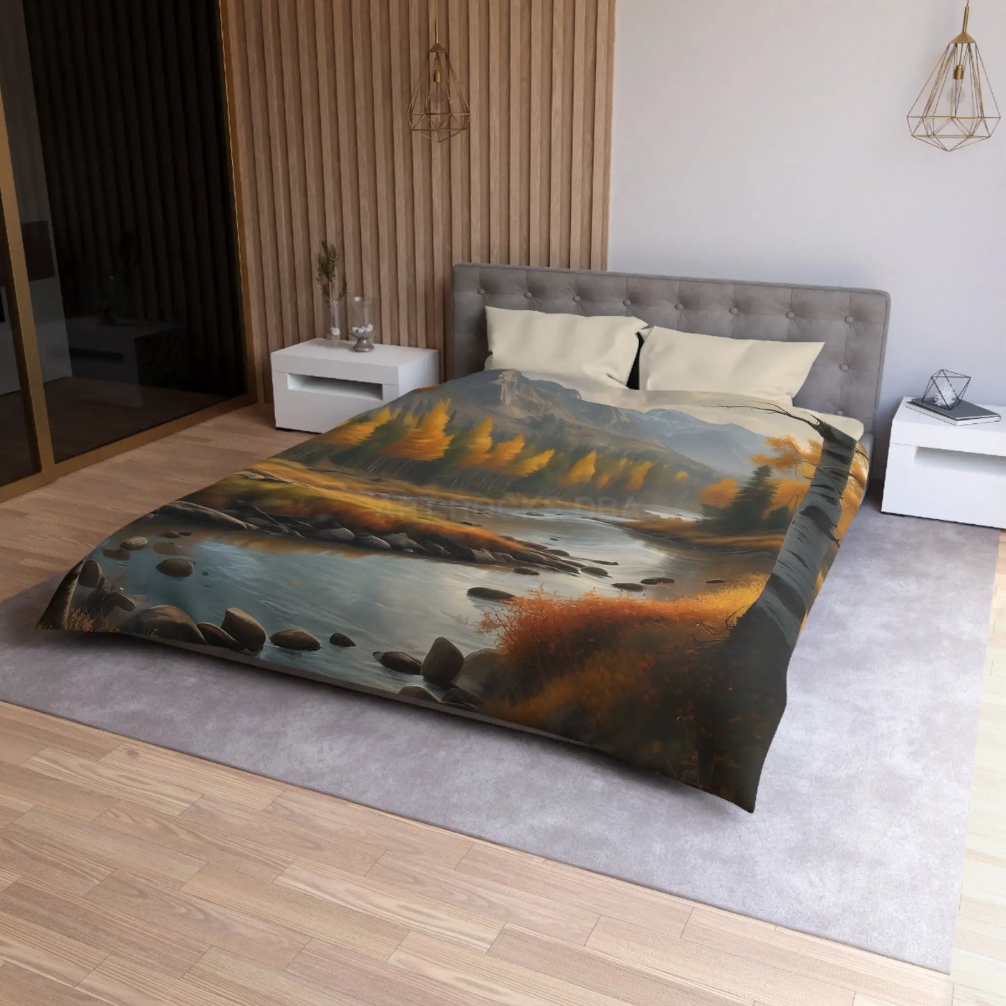 Golden Autumn Microfiber Duvet Cover Autumn Bedroom Decor Landscape Bedding Cozy Home Textile Fall Decor Gift