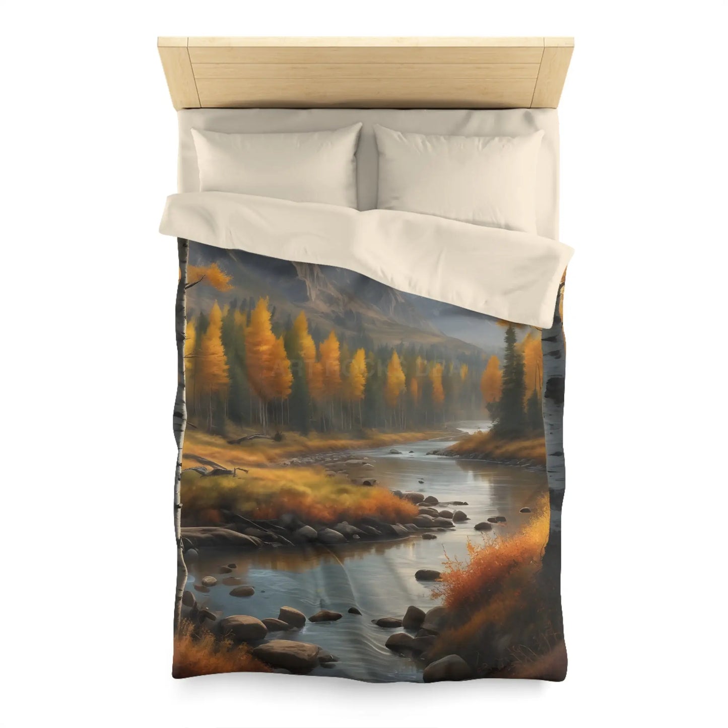 Golden Autumn Microfiber Duvet Cover Autumn Bedroom Decor Landscape Bedding Cozy Home Textile Fall Decor Gift