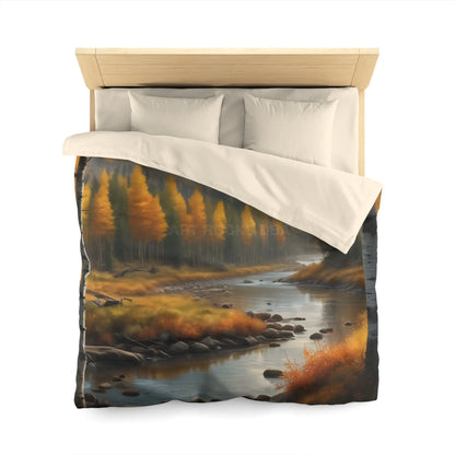 Golden Autumn Microfiber Duvet Cover Autumn Bedroom Decor Landscape Bedding Cozy Home Textile Fall Decor Gift