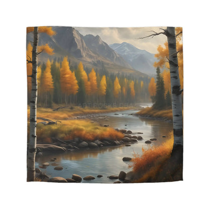 Golden Autumn Microfiber Duvet Cover Autumn Bedroom Decor Landscape Bedding Cozy Home Textile Fall Decor Gift