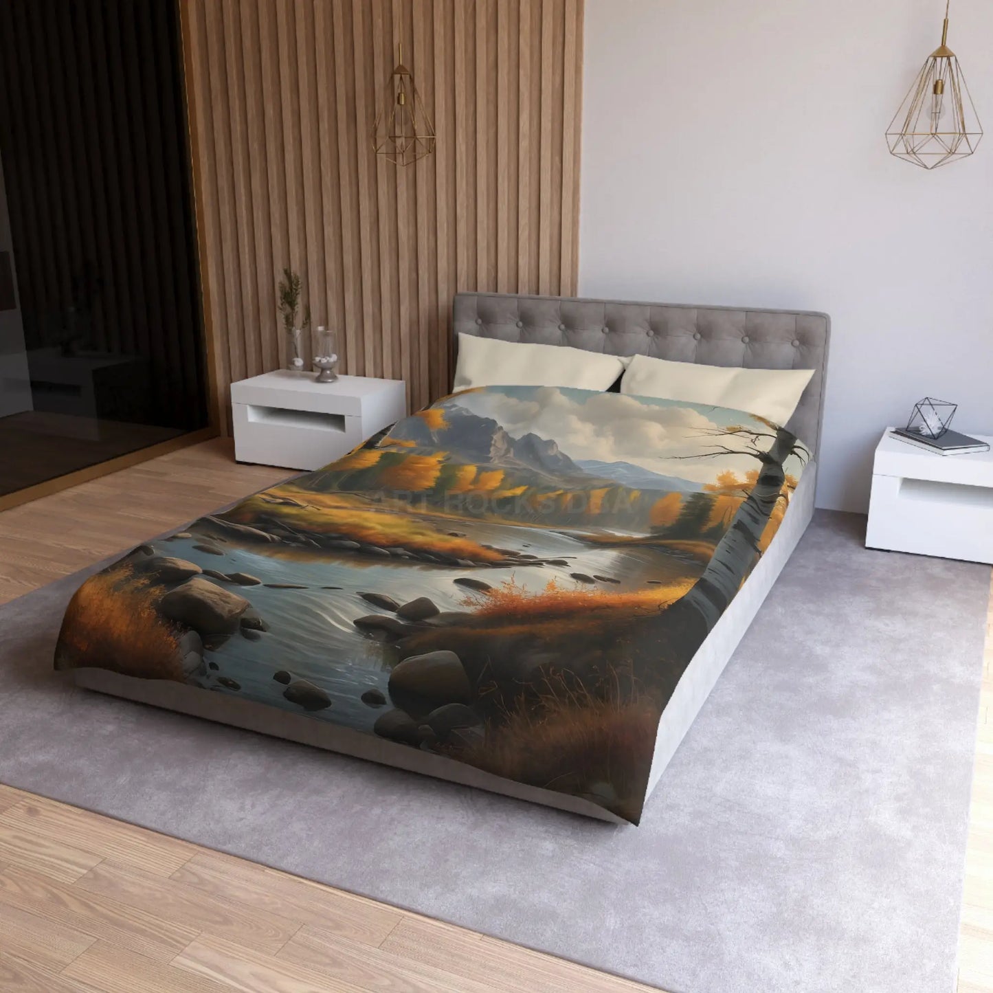 Golden Autumn Microfiber Duvet Cover Autumn Bedroom Decor Landscape Bedding Cozy Home Textile Fall Decor Gift