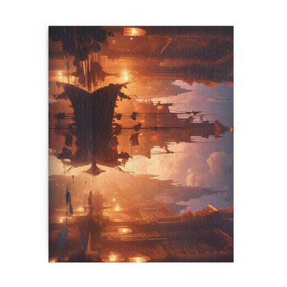 Golden Mystic Harbor Castle Puzzle — 120/252/500-Piece Fantasy Jigsaw - Puzzle