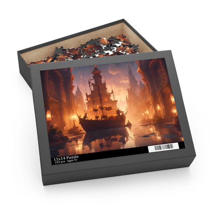 Golden Mystic Harbor Castle Puzzle — 120/252/500-Piece Fantasy Jigsaw - Puzzle