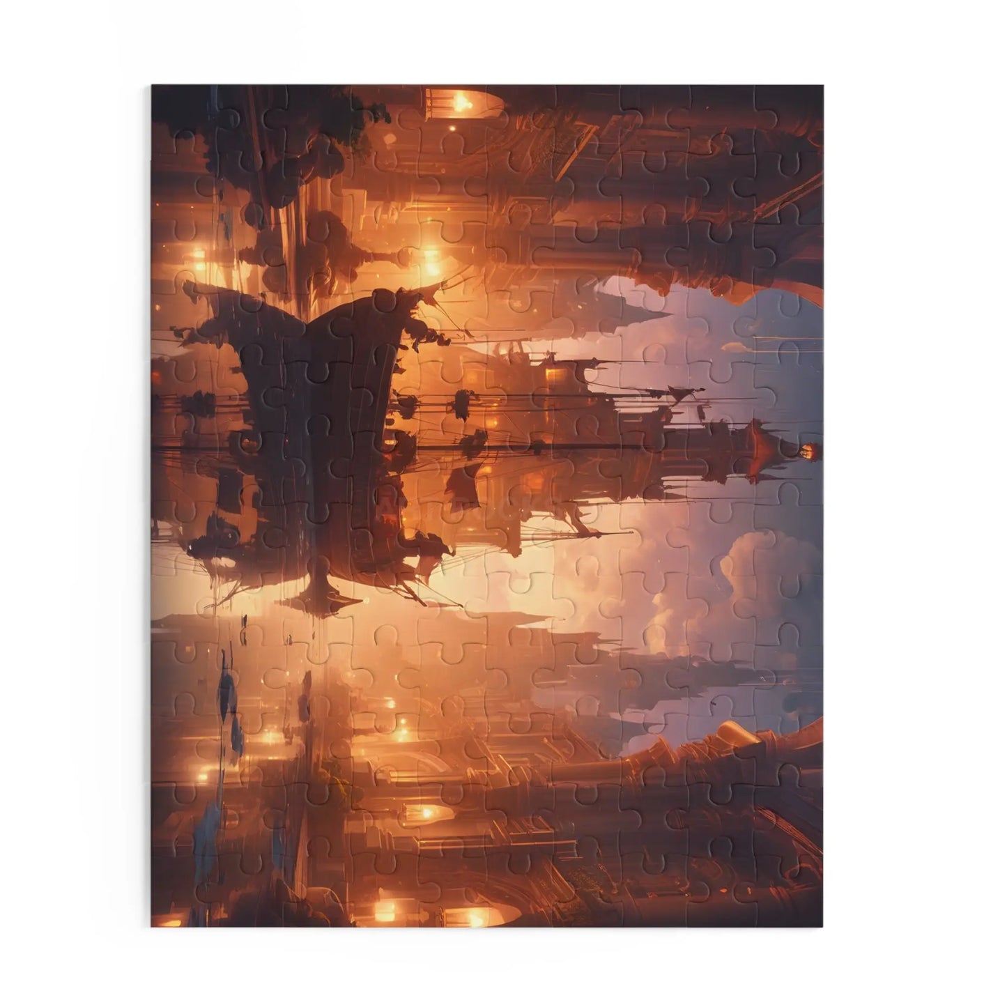 Golden Mystic Harbor Castle Puzzle — 120/252/500-Piece Fantasy Jigsaw - Puzzle