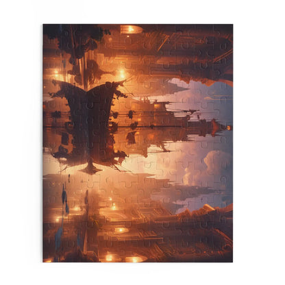 Golden Mystic Harbor Castle Puzzle — 120/252/500-Piece Fantasy Jigsaw - Puzzle