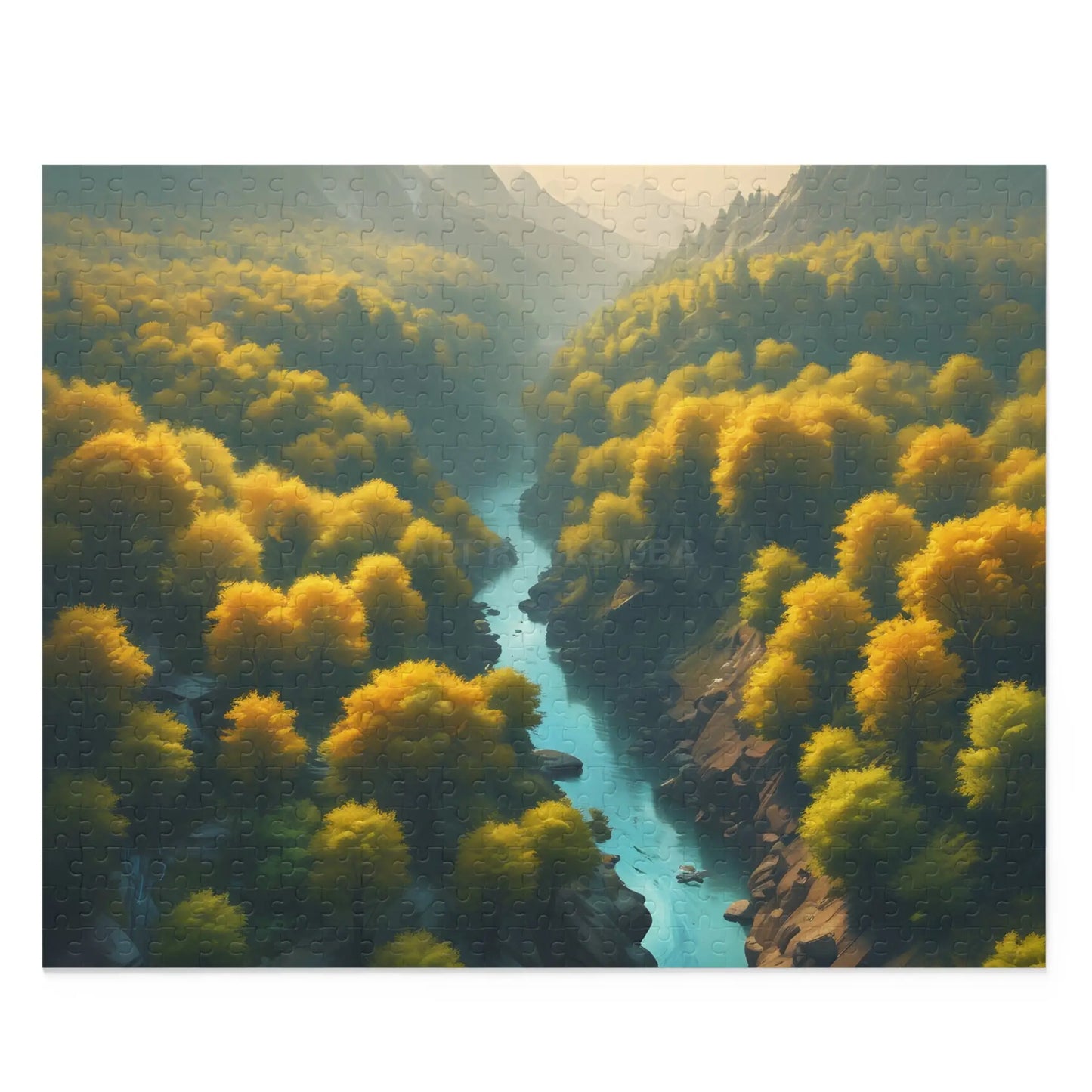 Golden Tree Surrounded River Jigsaw Puzzle — 120/252/500 - 20’’ × 16’’ (500 pcs) - Puzzle