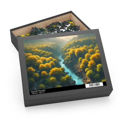 Golden Tree Surrounded River Jigsaw Puzzle — 120/252/500 - Puzzle